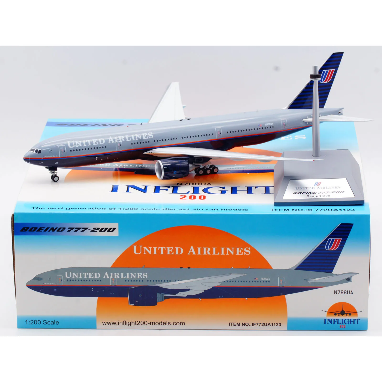 

IF772UA1123 Alloy Collectible Plane Gift INFLIGHT 1:200 UNITED Airlines GREY TOP Boeing 777-200 Diecast Aircraft Model N786UA