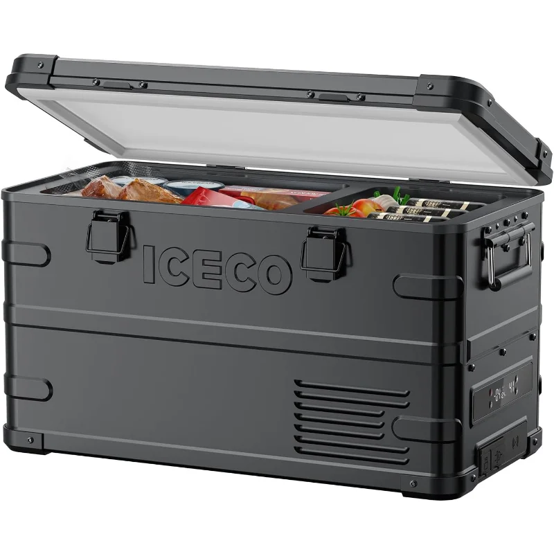 ICECO APL35 Dual Zone Portable Fridge Freezer, 37 Quart 12V Car Refrigerator with Secop Nano Compressor, Aluminum Electric