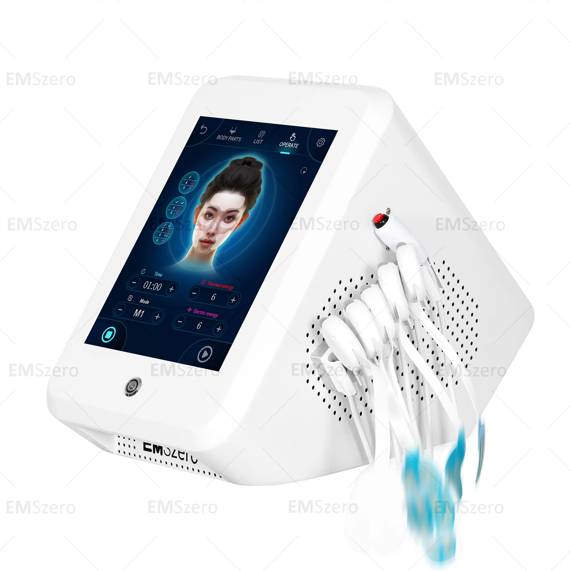 Estimulação elétrica facial profissional Emrf Face Ems RF máquina de levantamento facial Esculpir almofadas faciais equipamento massageador