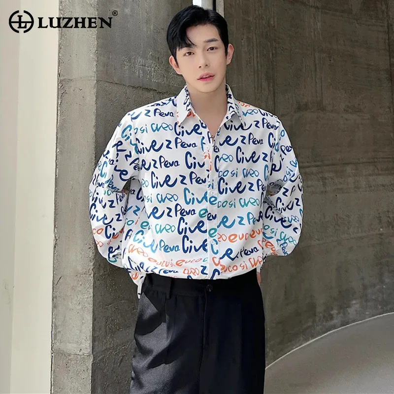 

LUZHEN Stylish Colorful Printed Loose Shirts Men's 2024 New Fashion Elegant Original Male Youth Handsome Long Sleeve Tops LZ5621