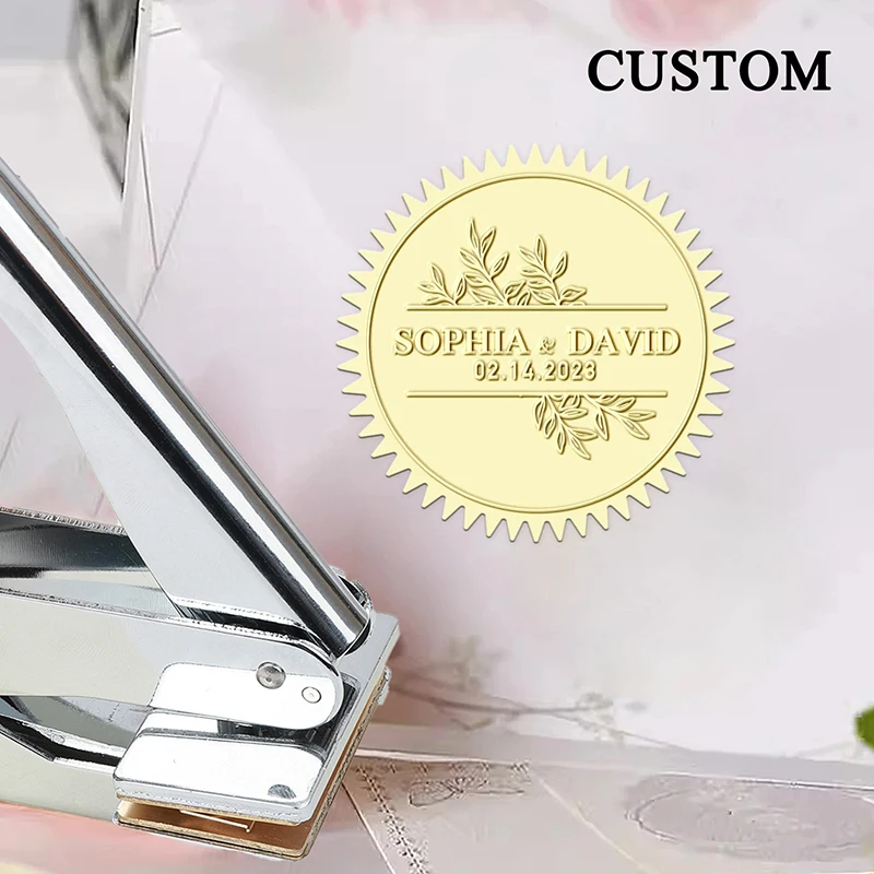 Customized Rectangular Embossed Stamp Personalized Book Embosser Seal Wedding Invitation Logo Customization Embossing Paper Seal