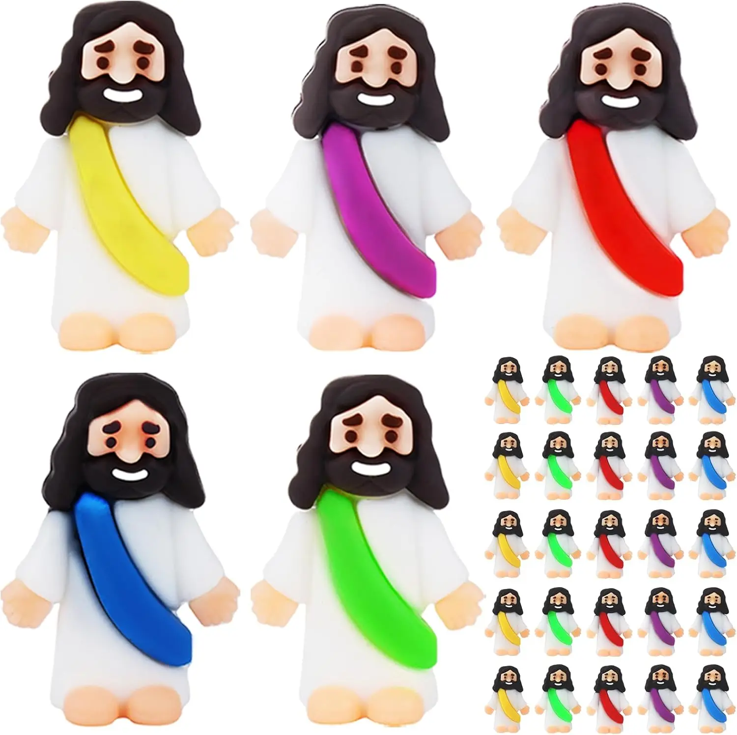 

25Pcs Mini Jesus Figurines, Tiny Rubber Baby Jesus Toys for Easter Egg Fillers, Sunday School Gifts