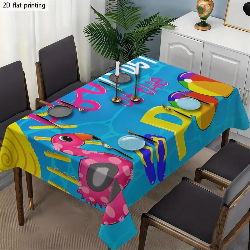Vibrant 2D Flat Printing Tablecloth for Dining Room Party Decor Waterproof Spillproof Table Cover