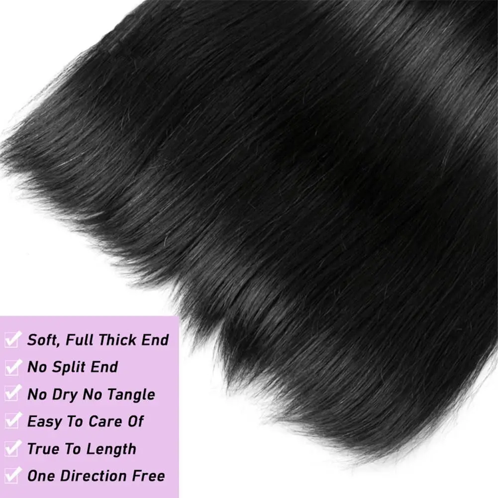 Straight Bundles Human Hair 3 4 Bundles 24" 26" 28" 100g 100% Unprocessed Virgin Brazilian Human Hair Natural Color Bundles