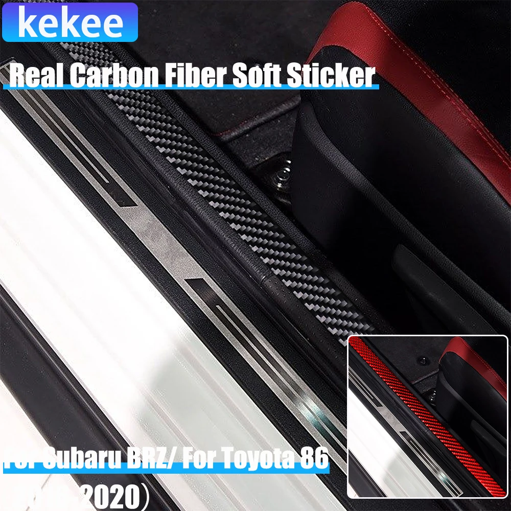 

Real Carbon Fiber Car Accessories Door Sill Trim Cover Soft Sticker For Subaru BRZ Toyota 86 GT86 2016 2017 2018 2019 2020