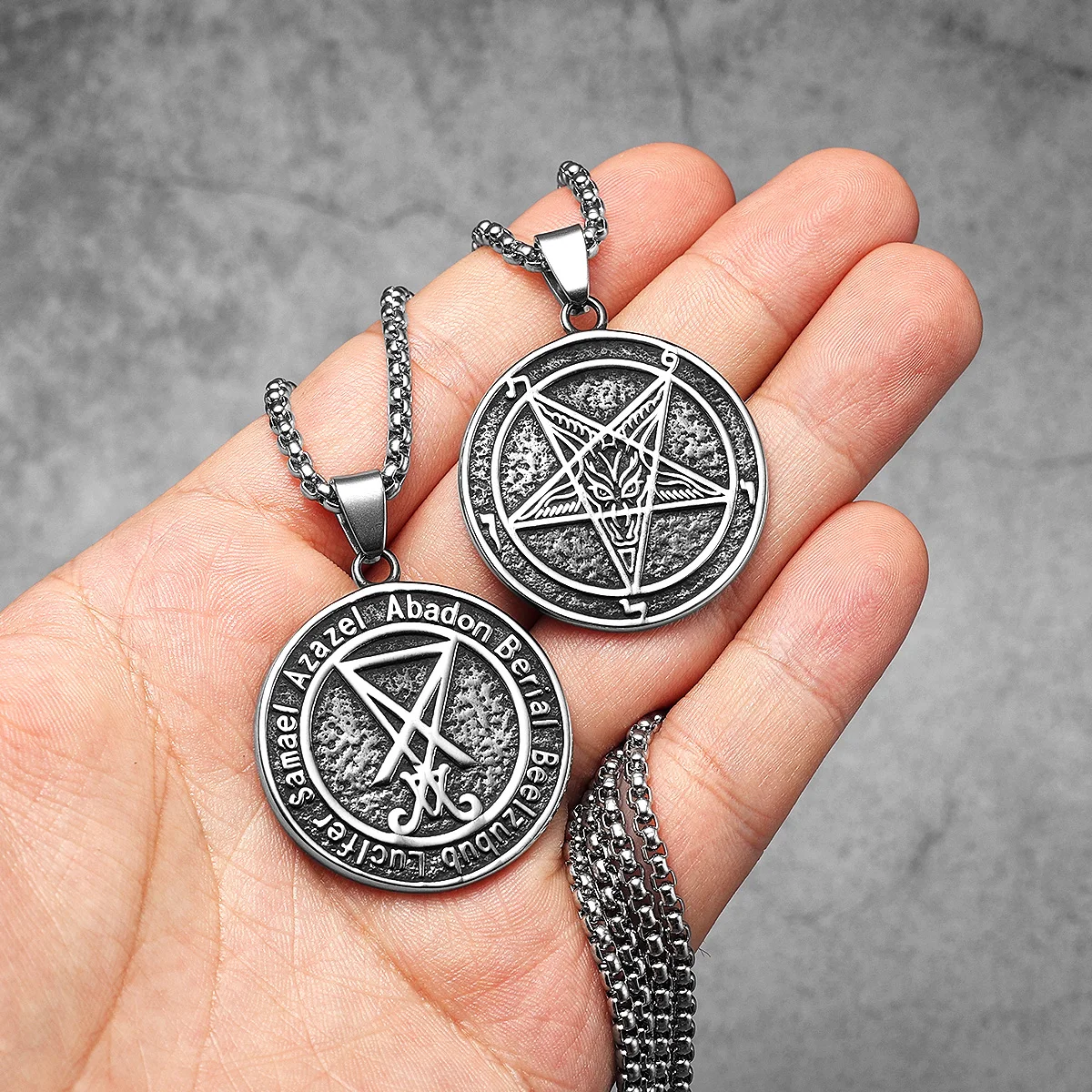 Hell Demon Satan Lucifer Stainless Steel Men Necklaces Pendant Chain Powerful Amulet Vintage For Women Jewelry Gifts Wholesale