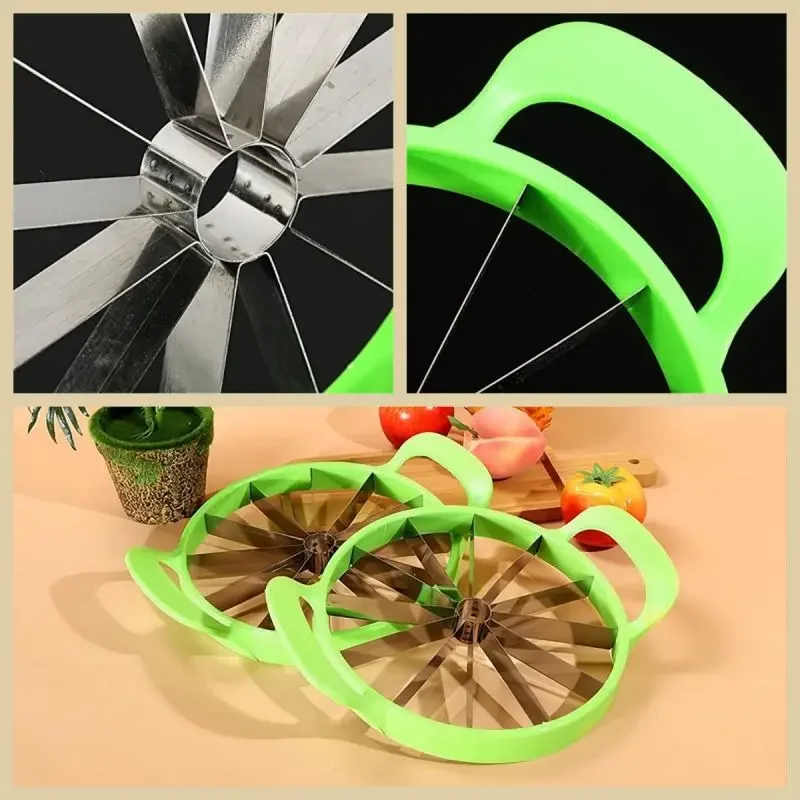 Large Watermelon Slicer Cutter Stainless Steel Fruit  Splitting Tool Portable 12-Slice Equal Fruit Slicing Machine