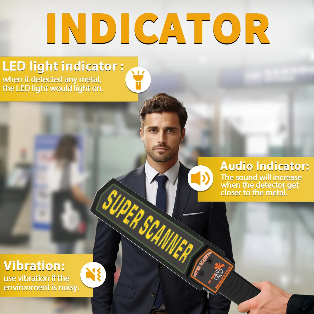 Metal Detector High Sensitivity Super Scanner Professional Portable Metal Knife Detector Security Tool Search Weapon on Body