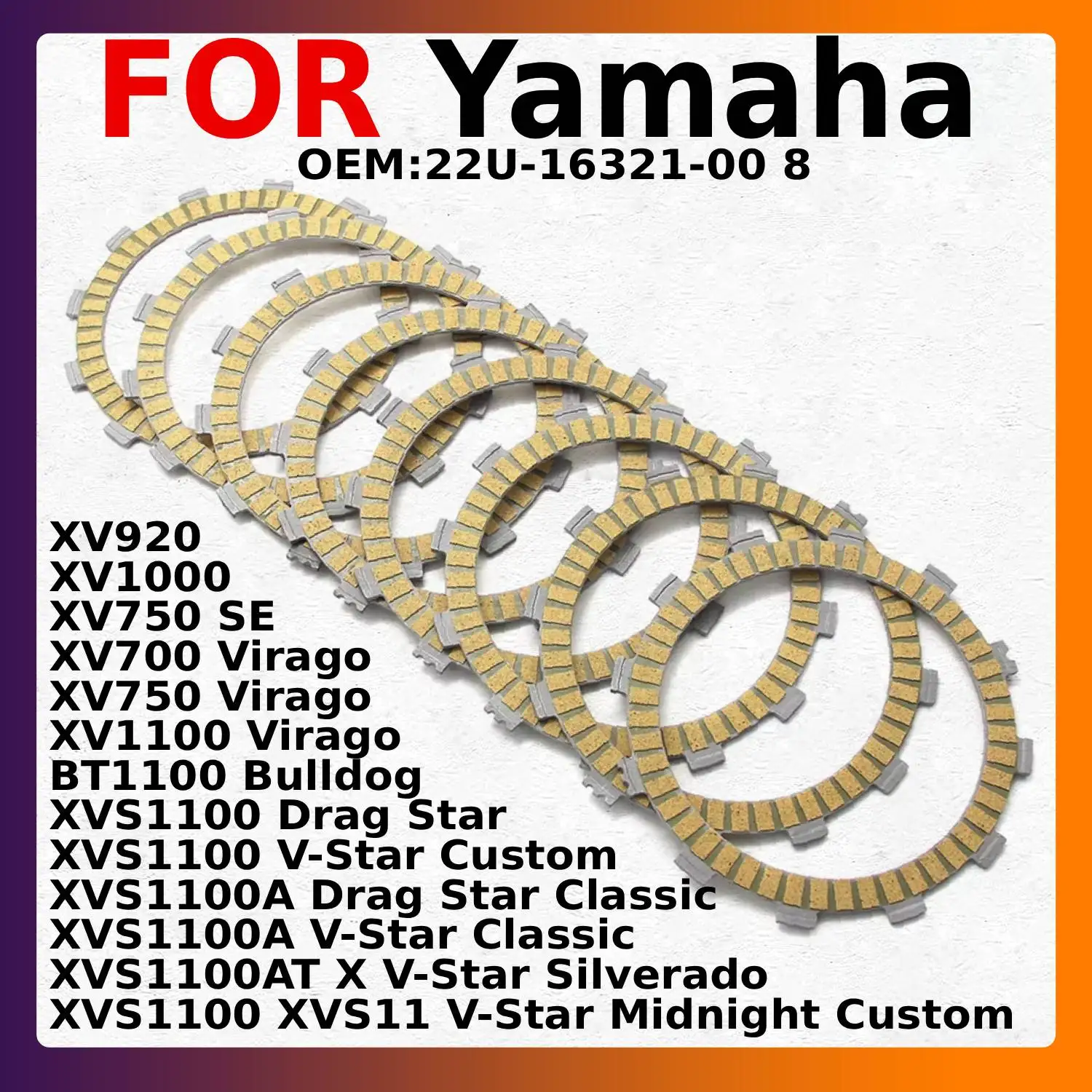 

Motorcycle Clutch Friction Disc Plate Kit For Yamaha XV700 XV750 SE Virago XV920 XV1000 BT1100 XV1100 XVS1100 XVS1100A XVS1100AT