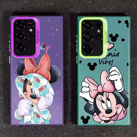 Popular Disney Minnie For Samsung Galaxy S24 S23 S22 S21 S20 Note 20 Ultra Plus FE 5G Colorful Silver Funda Phone Case