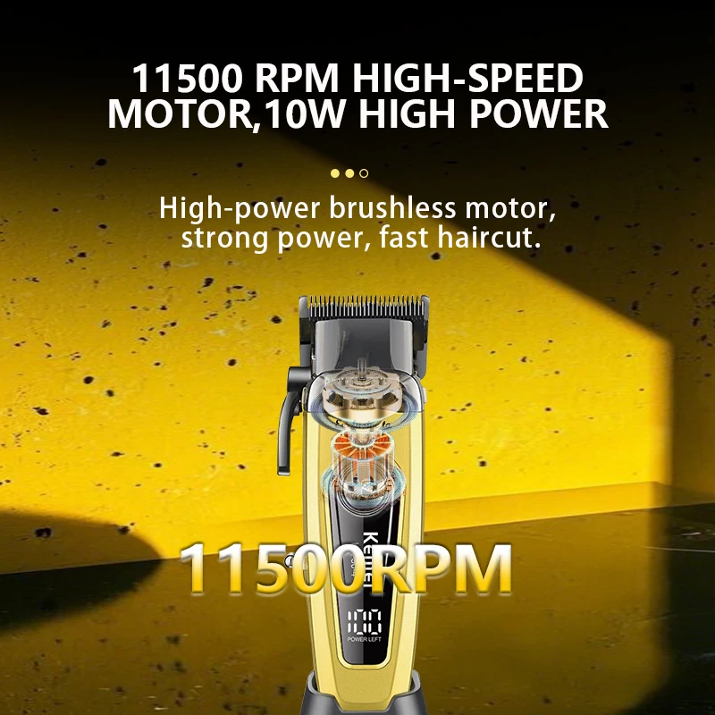 Kemei 90-4 11500RPM Rechargeable Hair Clipper with Base Barber Cordless Hair Clipper Electric Shaver Hair Clipper for Men image 4