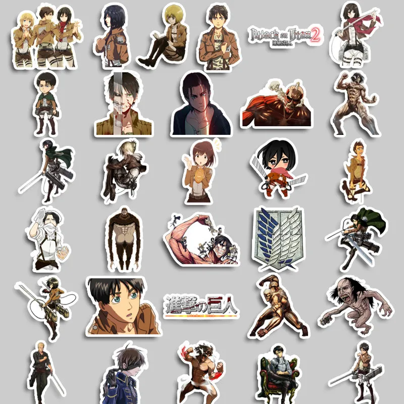 50PCS Anime Attack on Titan Graffiti Stickers for Bicycle Hand Account Pencil Case Decals