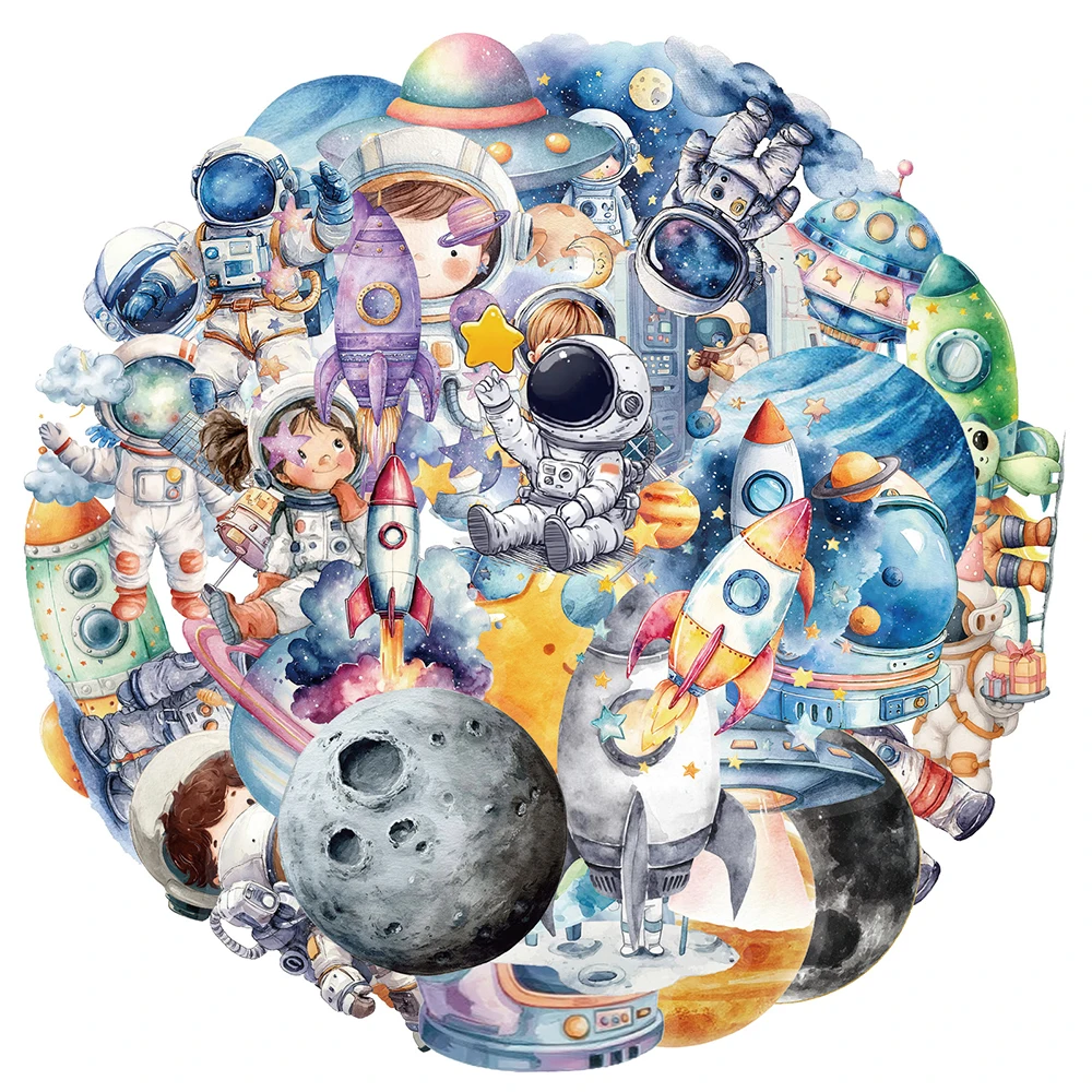 

10/30/50pcs Kawaii Cartoon Space Astronaut Stickers Transparent Graffiti Decals DIY Luggage Notebook Phone Cute Sticker Packing