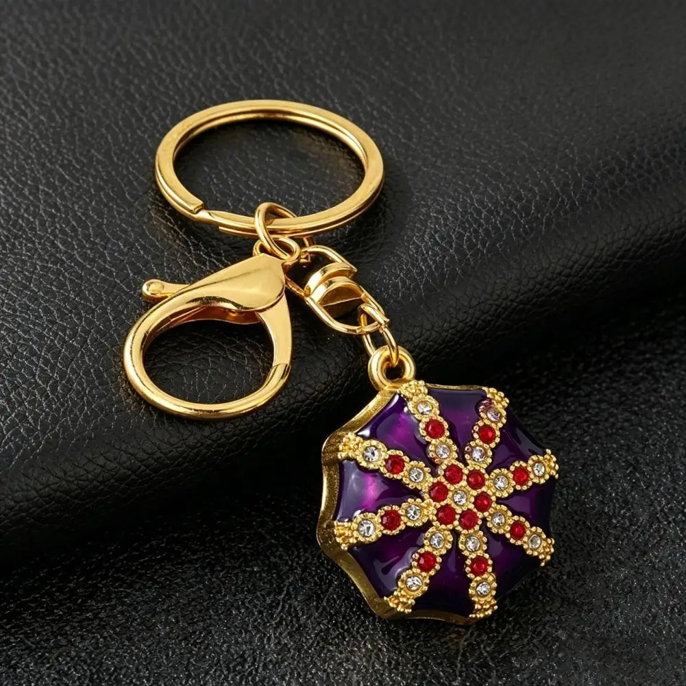 Ethnic Hat Keychains Durable Metal Keychain Rhinestone Ethnic Hat Keychain Bling Octagonal Cap Pendant Zinc Alloy for Backpacks