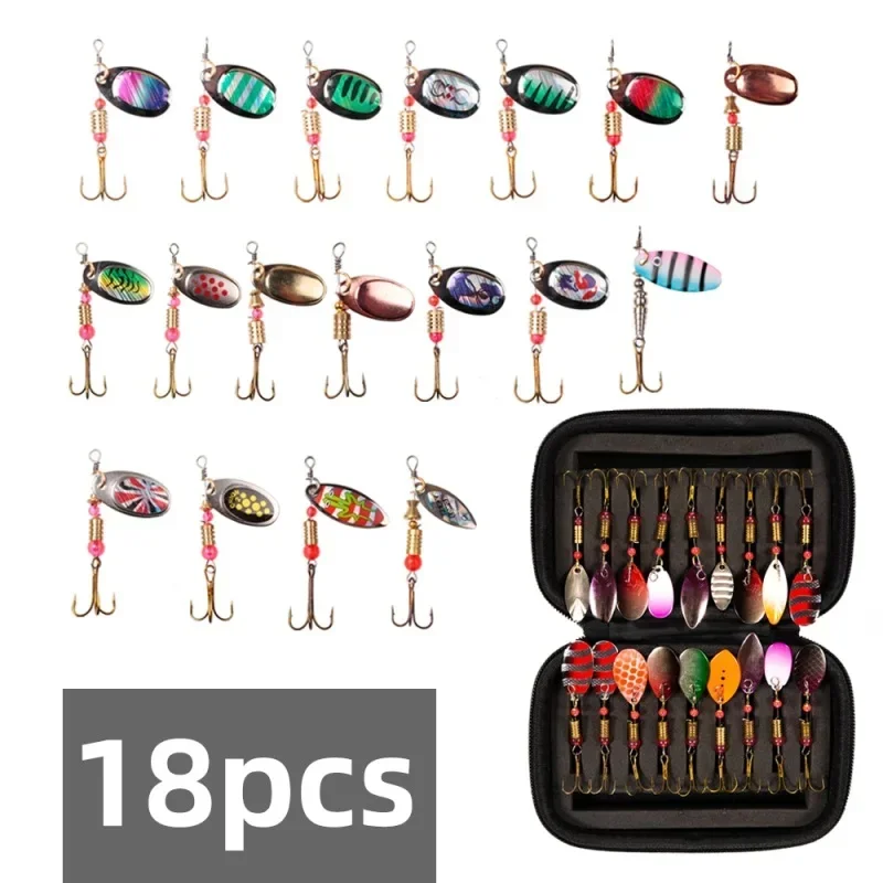 16Pcs Fishing Lures Spinners Baits Spoon Set with Tackle Bag Trout Bass Salmon Pike Walleye Fishing Tackle