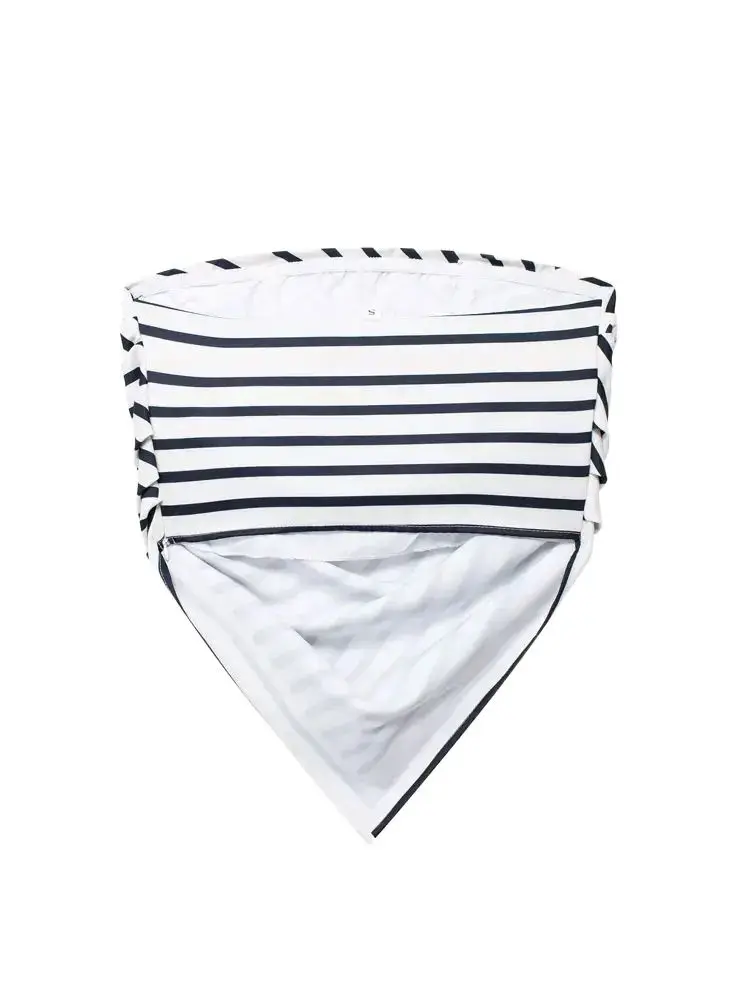 Women\'s Strapless Asymmetric Striped Bustier Tops, Straight Neck, Side Zipper, Female Camis, Sexy Fashion