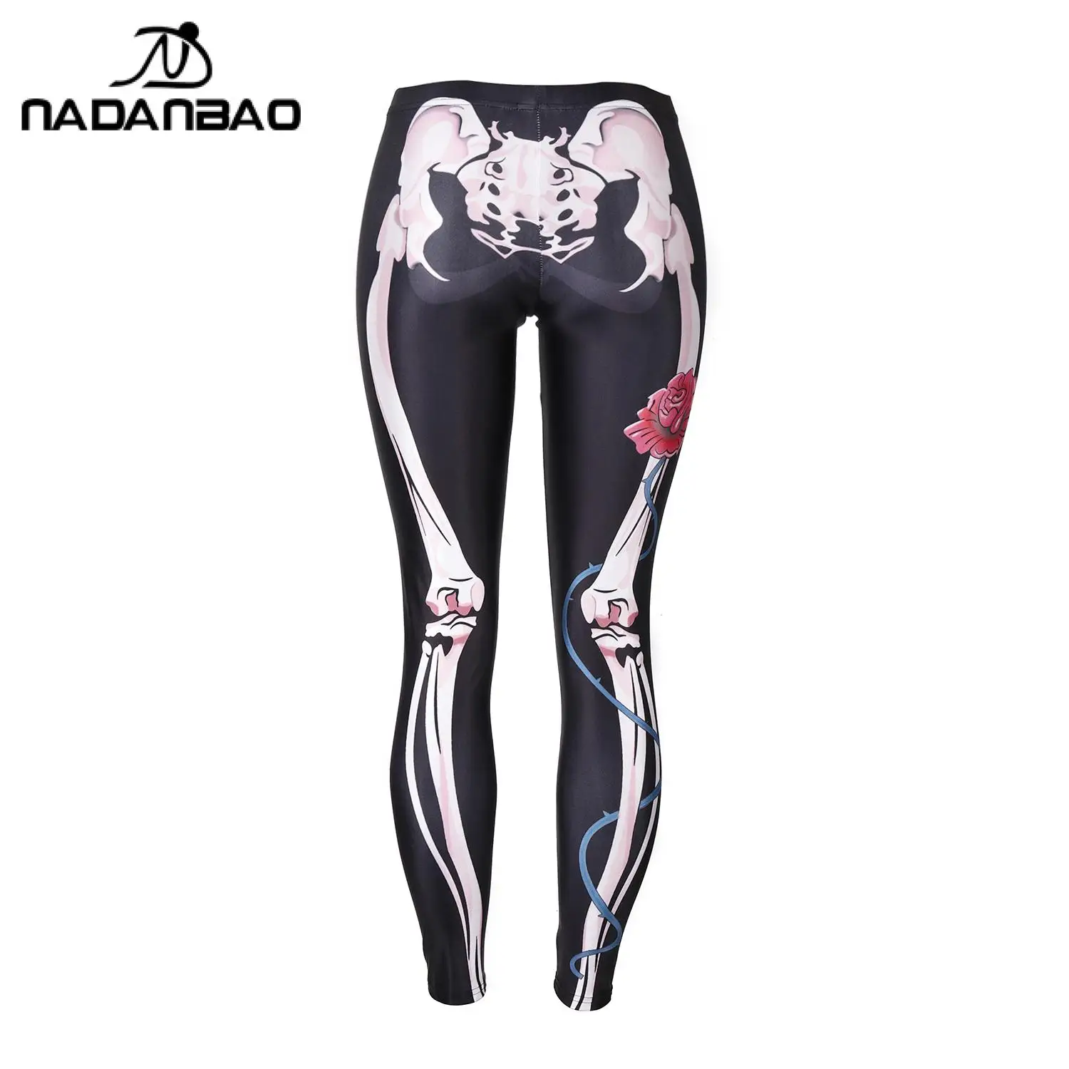 Nadanbao Halloween Sexy Slim Strumpfhosen Rosa Skelett Schwarz Leggings 3D Digital Gedruckt Mode Frauen Hosen für Yoga Tägliche Hosen