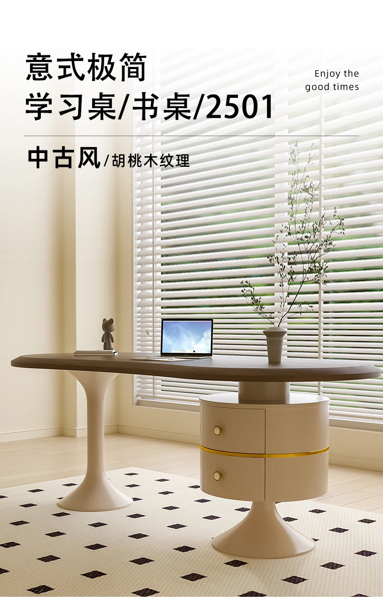 Medieval style study table Home desk Internet celebrity small apartment Italian light luxury desk