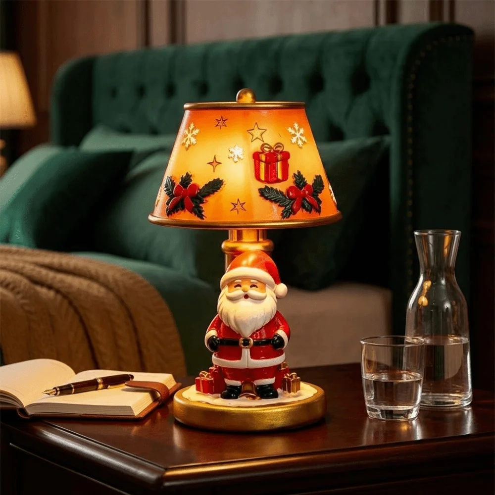 Premium Resin Christmas Resin Craft Light Warm Soft LED Hand-Painted Details LED Christmas Lamp Warm Light Stable Structure
