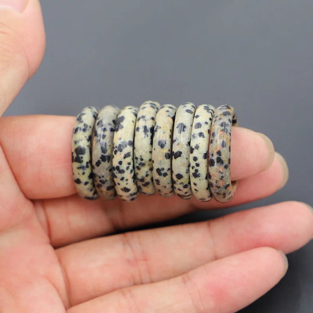 Free Shipping 6MM High-quality Natural Spotted Stone Ring Fashion Classic Circle DIY Ornaments Accessories Gift Wholesale 10Pcs