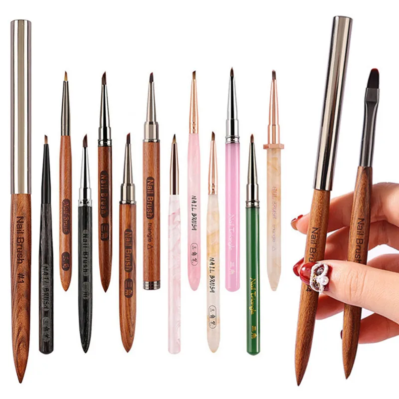 

2PCS Triangular Petal Nail Liner Brush Nail Painting Pen Acrylic UV Gel Brushes Crystal Ombre Manicure Tool Nail Brush