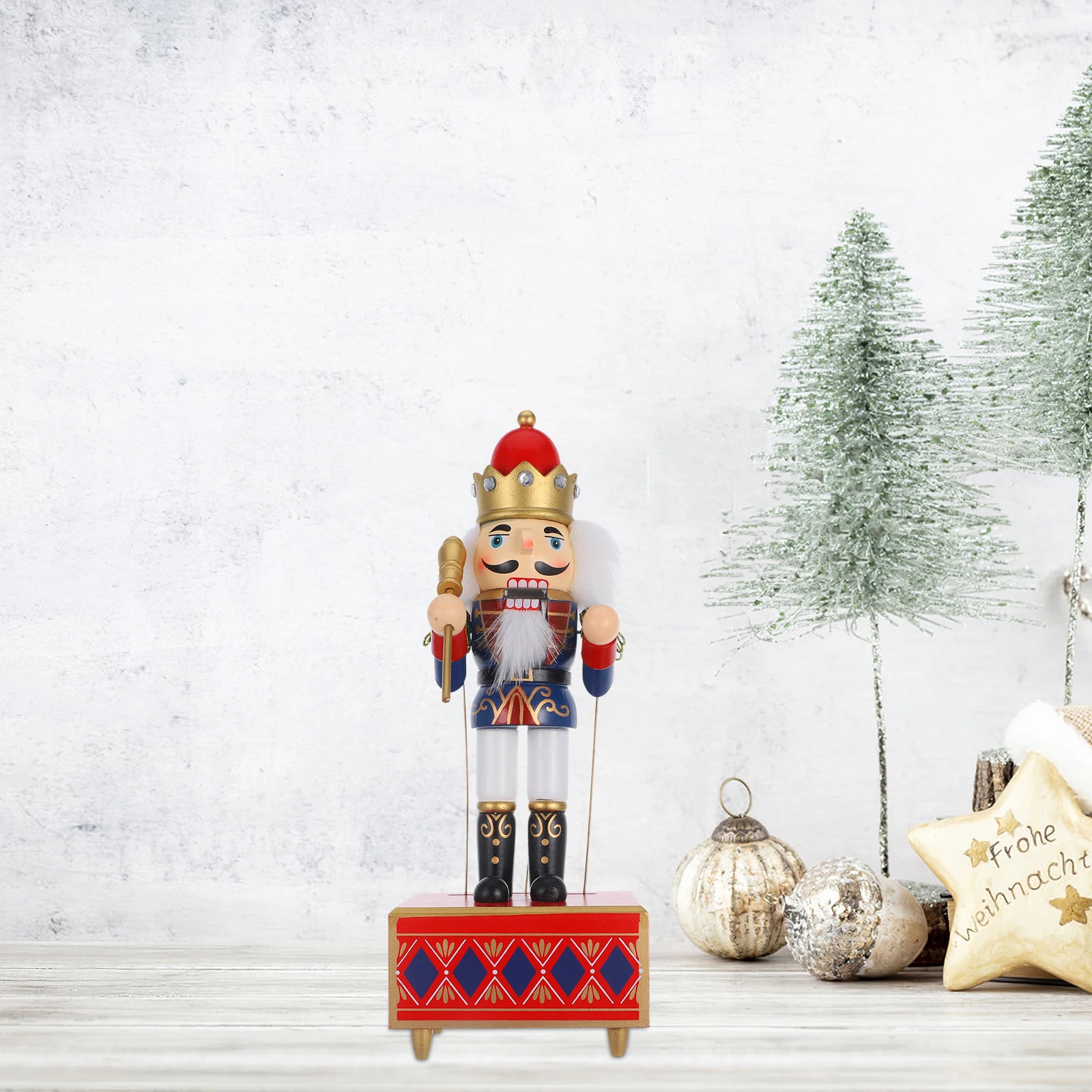 

Nutcracker Music Box Wooden Decor Christmas Gift Xmas nament Desk Table Craft Melody Box Musical Adornment Premium Material