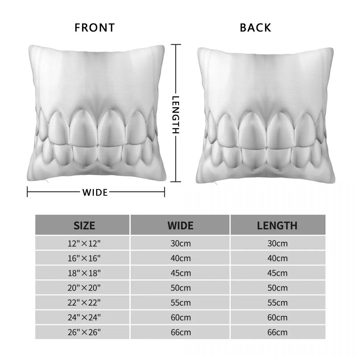 White Teeth Smile Dental Square Pillowcase Polyester Linen Velvet Pattern Zip Decorative Home Cushion Cover Wholesale