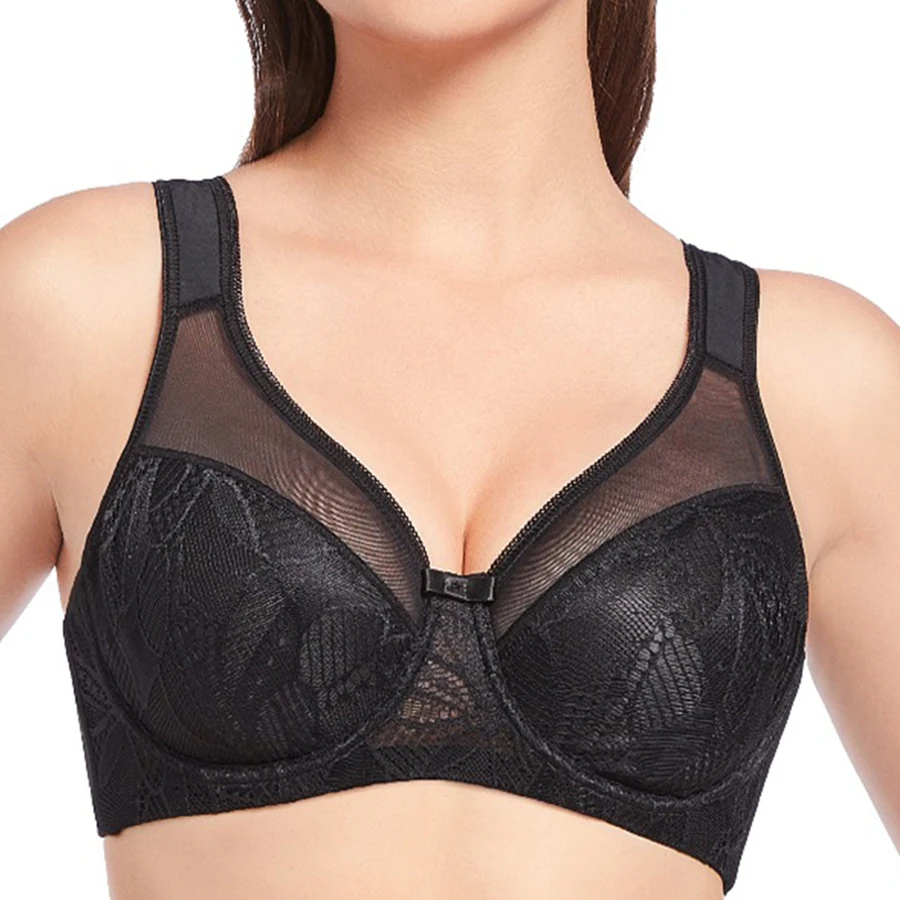 

Womens Sexy Lace Minimizer Bras Non Padded Underwire Female Plus Size Adjustable Mesh Lingerie 34 36 38 40 42 44 B C D DD DDD/E