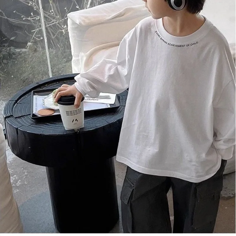 Pure Cotton 2025 Kids Clothes Child T-shirt Children Long Sleeve Top Shirts T-shirts for Boys Elementary Student Men's Boy Wear