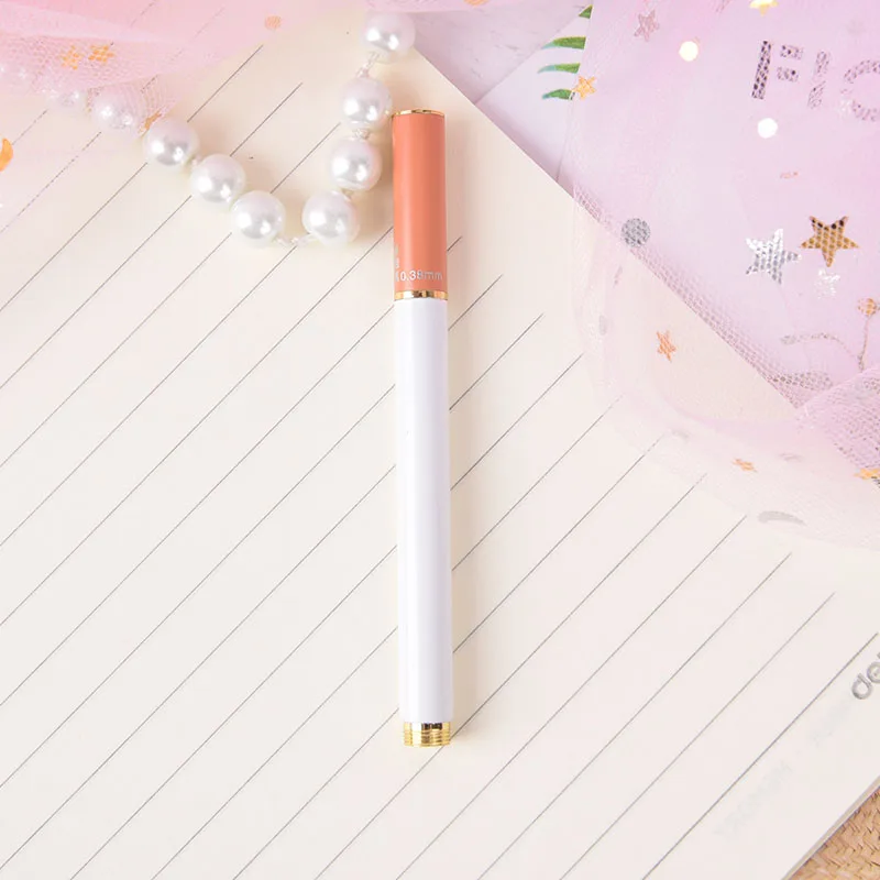 1pc Creative Cigarette Shape Mini Pocket Fountain Pen Student Practise Metal Calligraphy Pen 0.38mm Color Randomly