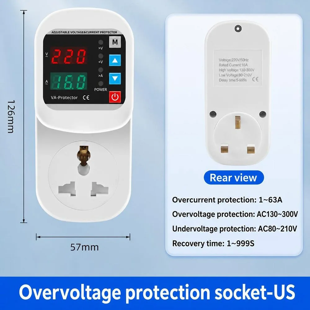 Adjustable Protection Voltage Protector Socket Digital Display Overcurrent Protection Overvoltage Protector Automatic Reclosing