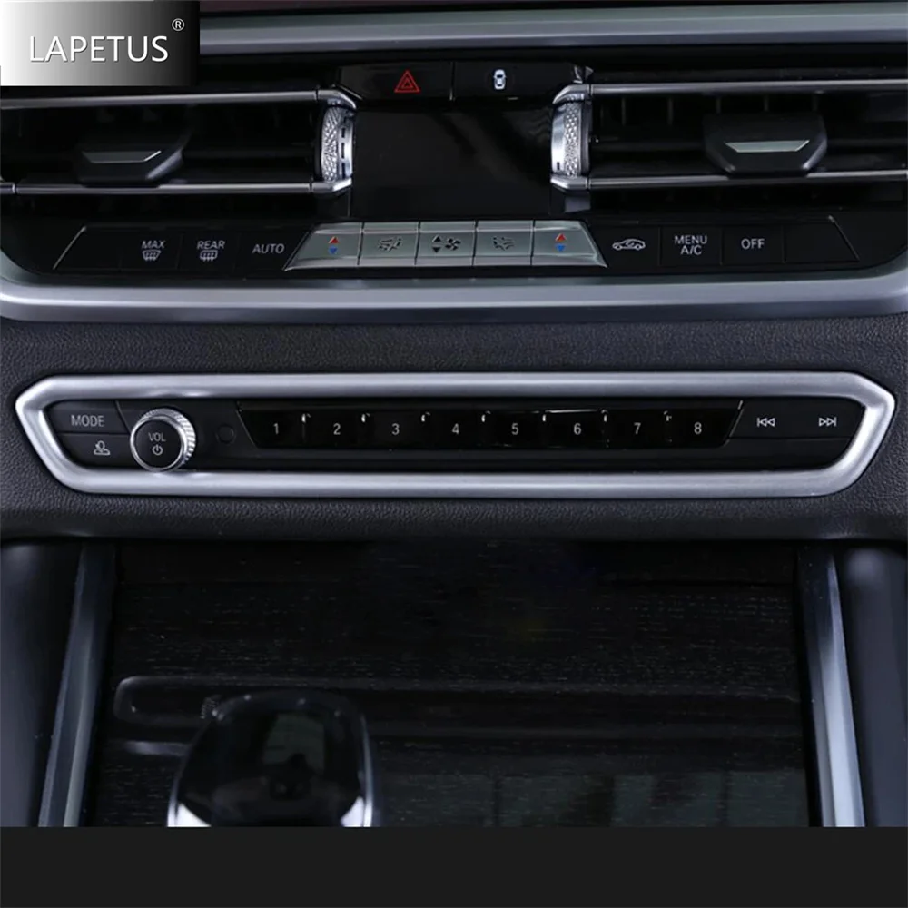 أزرار وحدة التحكم المركزية من الفولاذ المقاوم للصدأ غطاء تزيين الإطار لسيارات BMW 3 Series G20 G28 2020 - 2024 تصفيف السيارة الداخلي