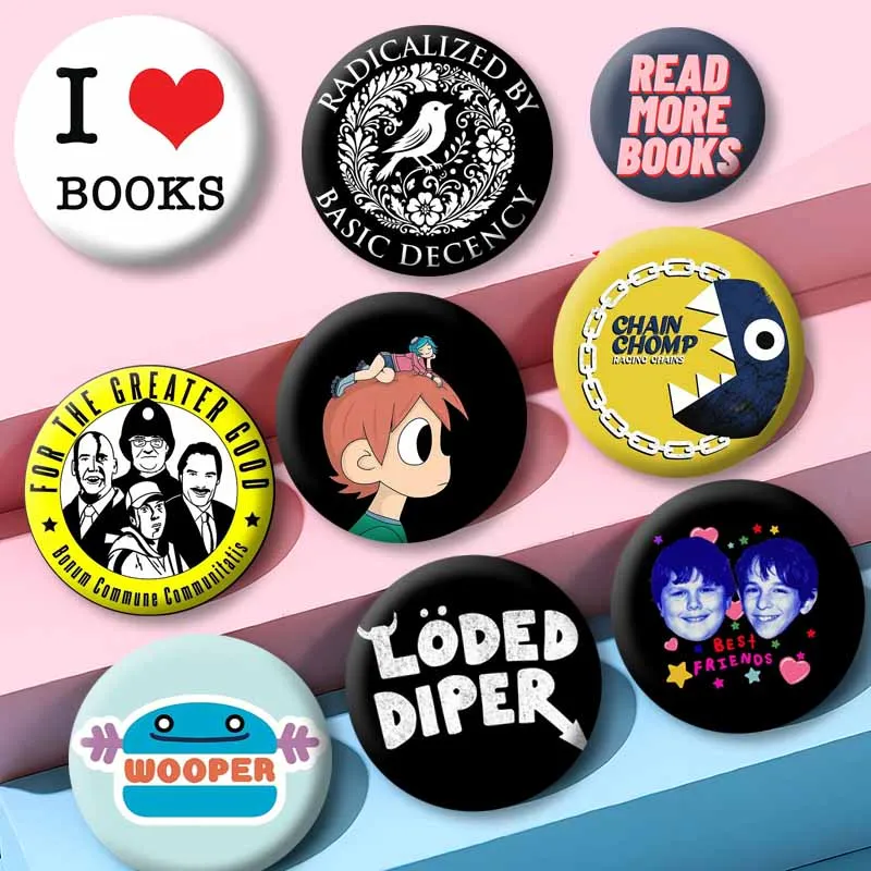 Funny Sex Bob Omb Text Pin Backpacks Clothes Brooches Round Snap-in Cartoon Brooch Fashion Jewelry Accessories Gifts for Friends view 3