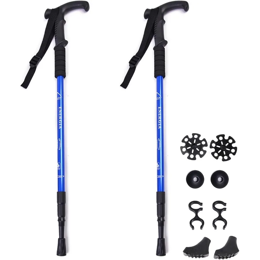 ThreeH عصي للمشي خفيفة الوزن أقطاب رحلات السفاري T مقبض مضاد للانزلاق تصميم عصا المشي قابل للتعديل للسفر التنزه تسلق S