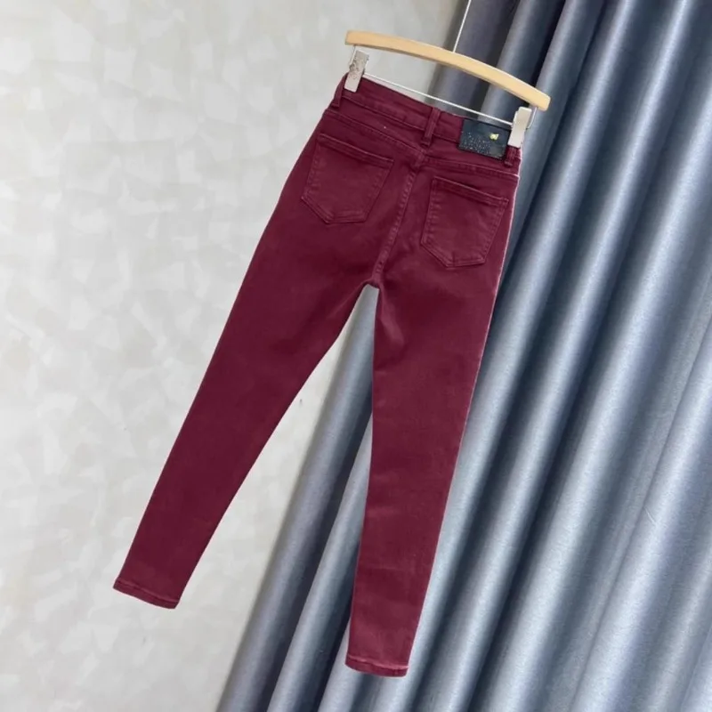Jeans for Women Spring Autumn European Version High Waist Elastic Slim Tight Boot Slim Versatile Nine-point Pants
