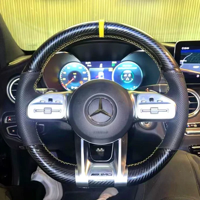 Hand Stitched Car Steering Wheel Cover for Mercedes Benz AMG CLA CLS GLC GLE GLB W177 W167 X167 W222 R190 W205 C118 C257 W213