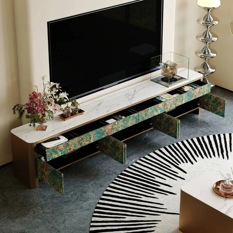Unique Green European Tv Cabinet Storage Design 200cm Wooden Living Room Tv Stands Luxury Nordic Mueble Televisor Furniture Home