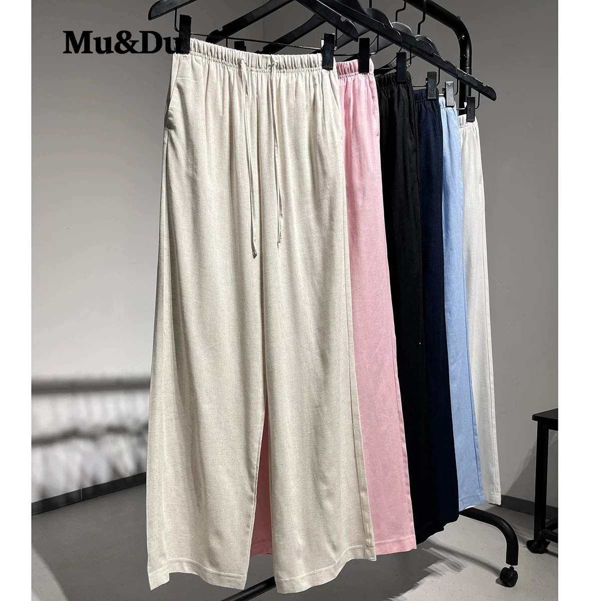 New Pink Drawstring Straight Sweatpants Women Spring Summer Wide Leg Beach Beach Pants Vintage Streetwear Casual Sports Trousers