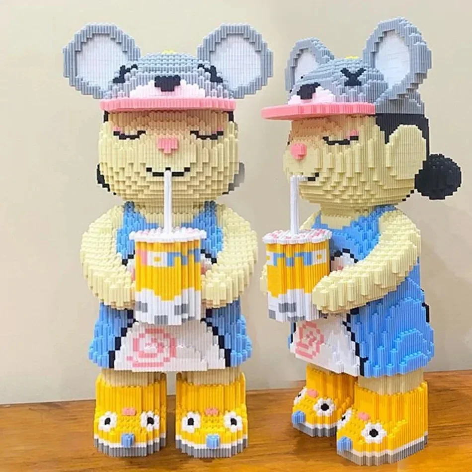 46cm Kawaii Violent Bear Half Anatomy Bear Fluid Art Bear Building Blocks Brick Figure Model Mini Bricks for Birthday Gift