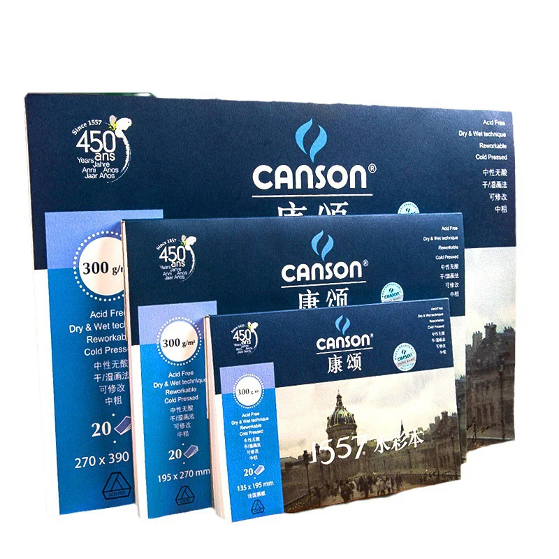 

Canson 1557 Акварельный бумажный блокнот 20 листов Художники для начинающих Акварельный альбом для рисования Бумага для рисования 300 г/м2 Холодный пресс Товары для рукоделия