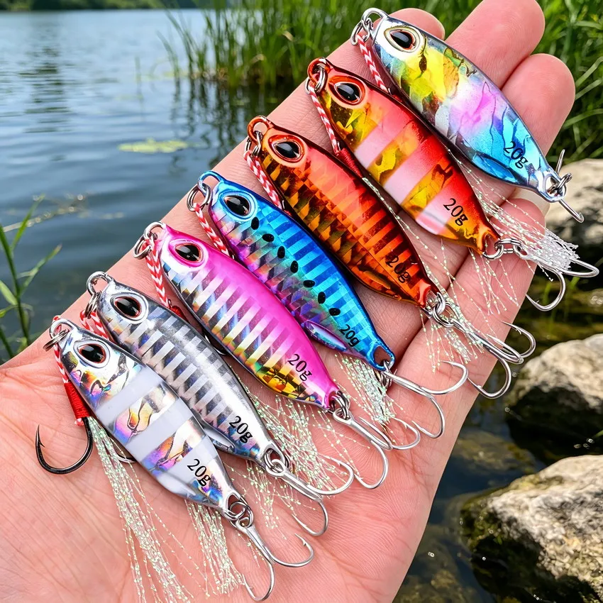 7PCS Metal Cast Jig Spoon 10G 15G 20G 25G 30G 40G Casting Jigging Lead Fish Sea Bass Fishing Lure Artificial Bait Tackle