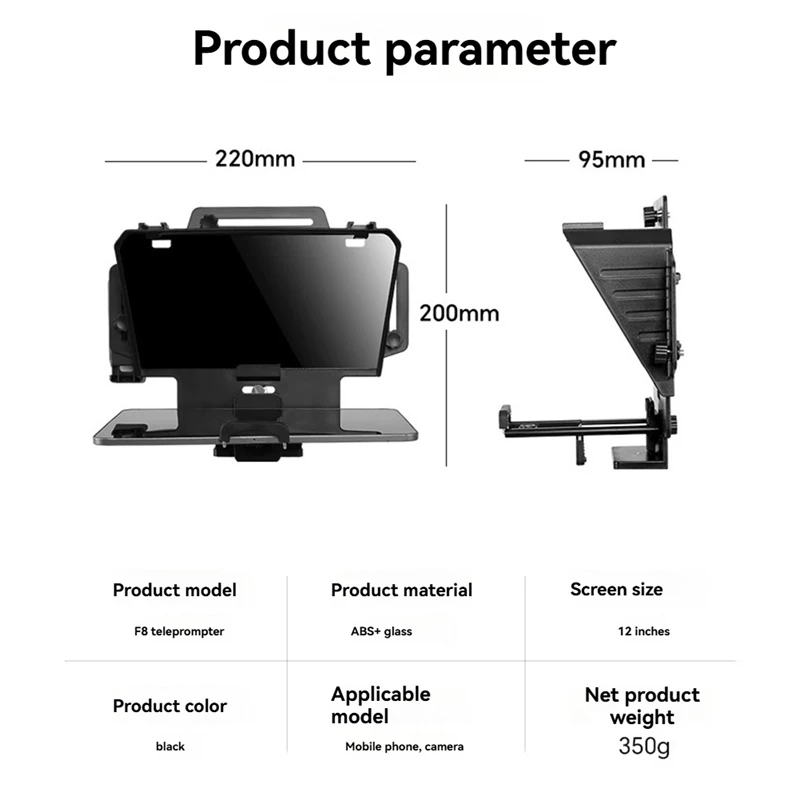 

Teleprompter F8 Universal Teleprompter for Tablets Laptops Smartphones Cameras for Live Streaming and Recording