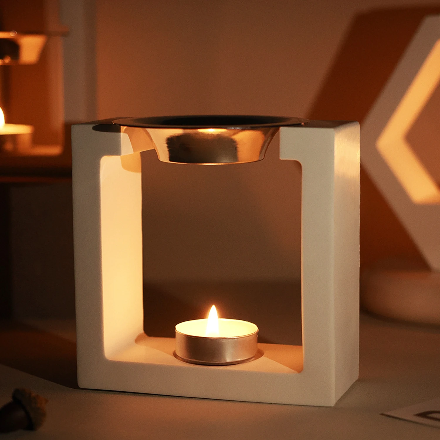 Square Hexagonal Arch Shaped Candle Holder Silicone Mold DIY Epoxy Resin Gypsum Aromatherapy Storage Mold Desktop Decoration
