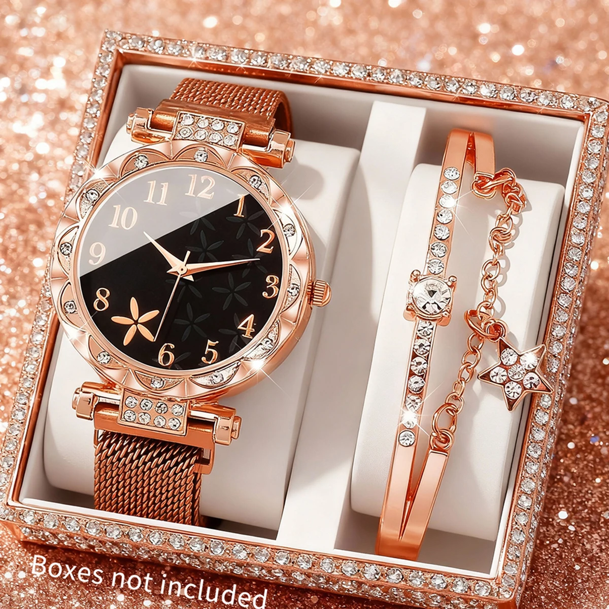 2-piece women's watch+accessory set, new fashionable watch+elegant accessories, the best choice for gift giving