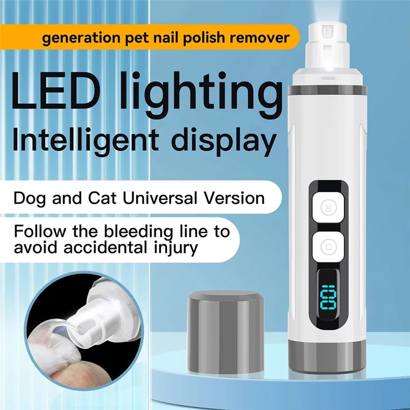 

ABVG-Speed Adjustable Electric Pet Nail Grinder, Rechargeable And Painless Trimmer For Dog And Cat Paws Grooming
