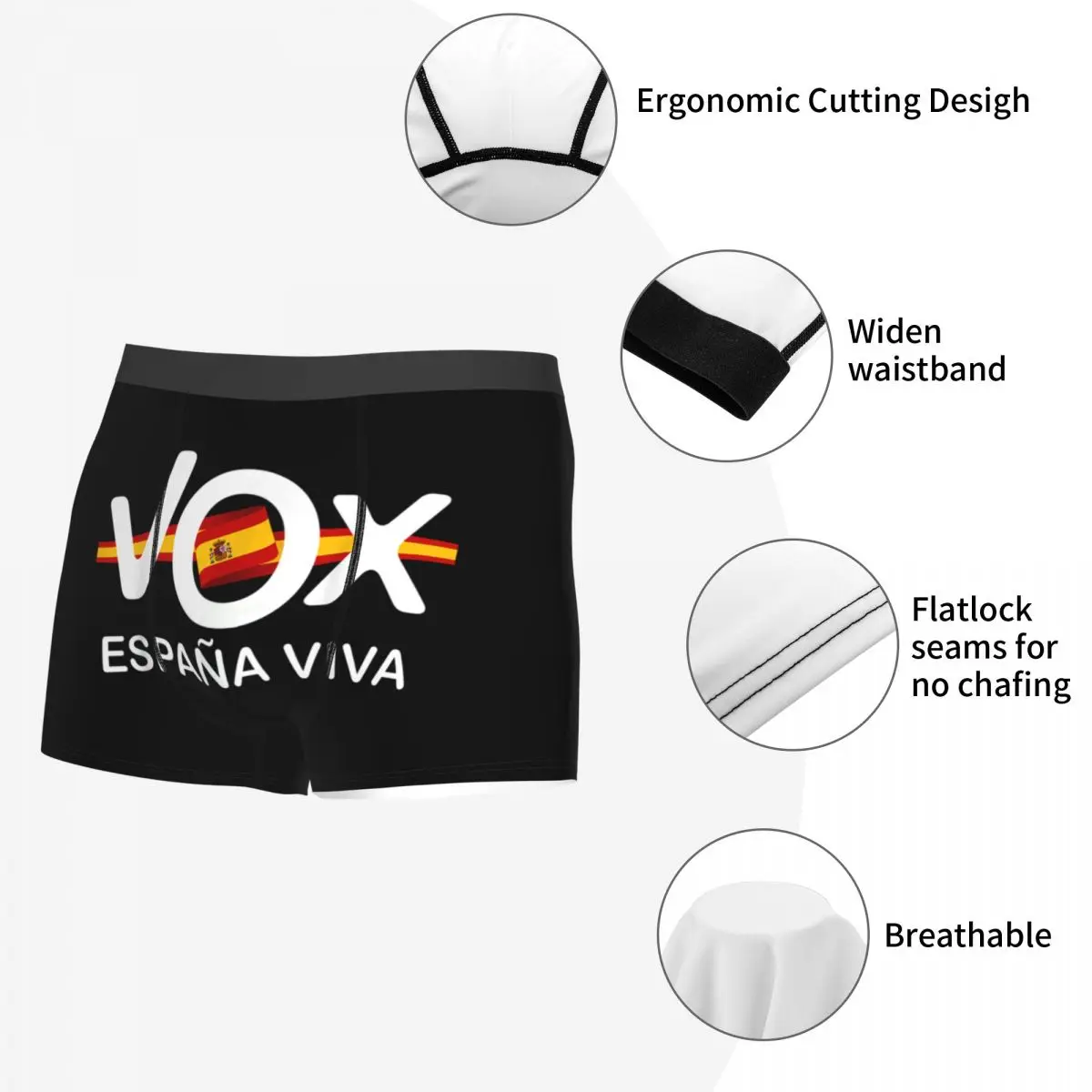 Male Sexy Spain Flag Espana Viva Vox Underwear Boxer Briefs Men Stretch Shorts Panties Underpants