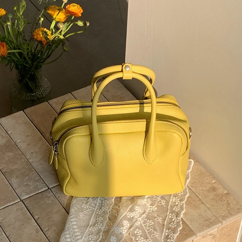 

Minimalist Solid Color Boston Bag With Strap Women Fashion Soft Pillow Bag Multi-pocket Crossbody Shoulder Bag Commute Handbag