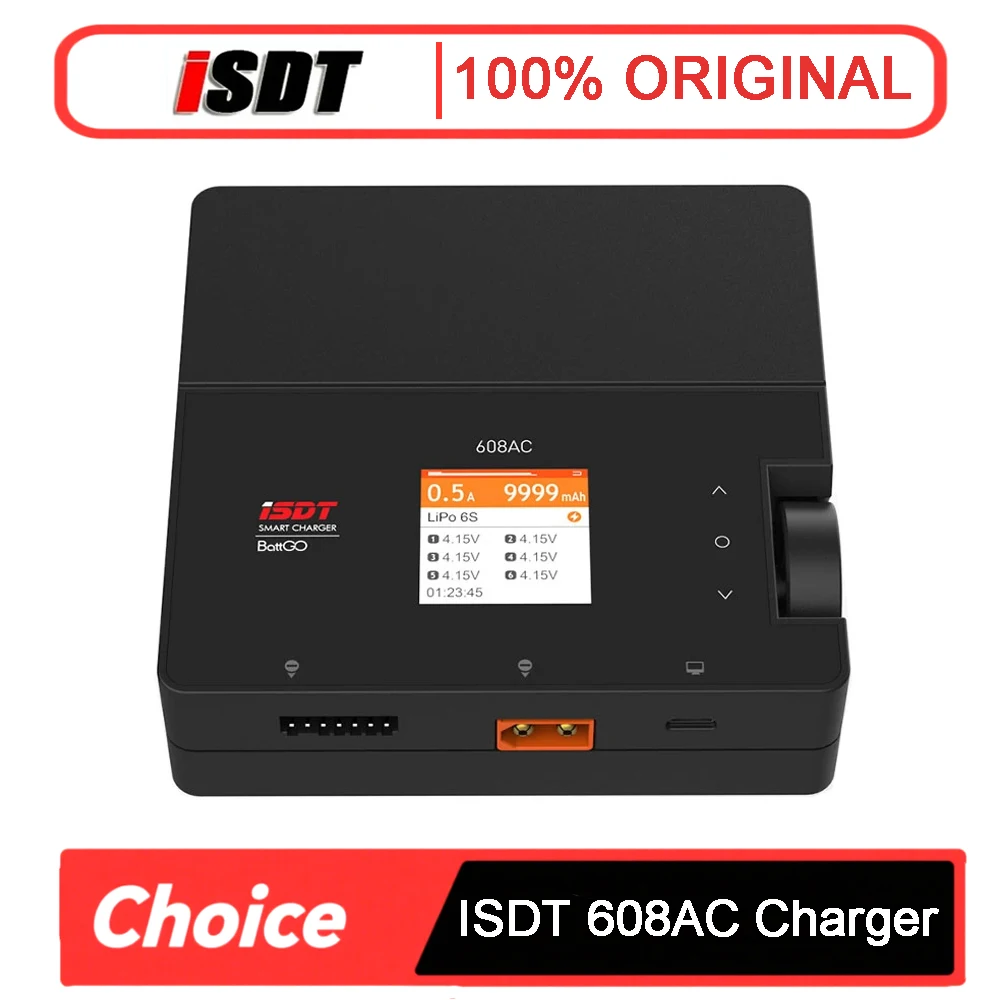 ISDT 608AC AC 60W DC 200W 8A BattGo Smart Battery Charger Discharger with Detachable Power Supply