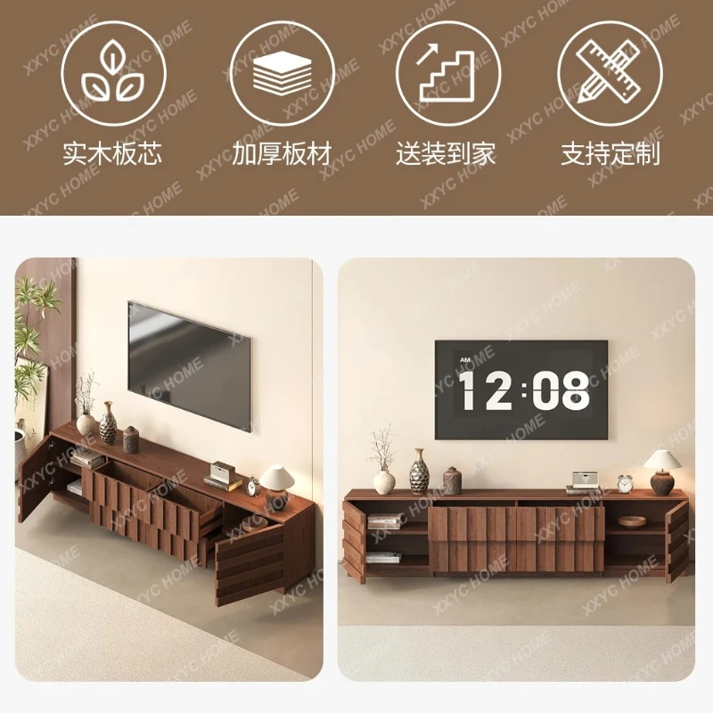 X-S Floor-to-ceiling TV cabinet, living room and household antique solid wood integrated new product in HG