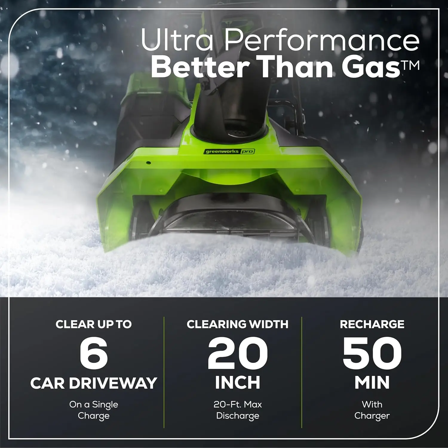 60V 20" Brushless Cordless Snow Blower (Single-Stage), 5.0 Ah Battery and Charger Included